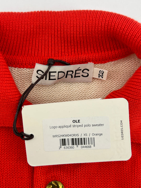 Pull rouge à rayures blanches "Ole"