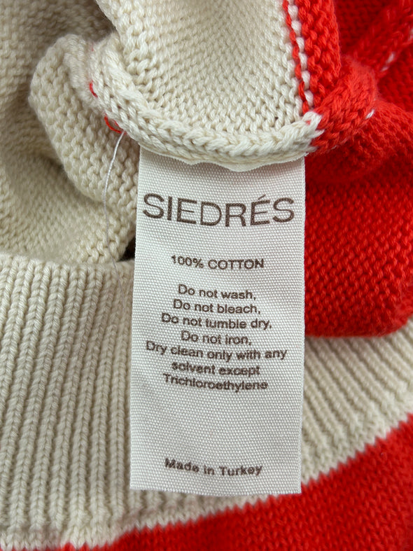Pull rouge à rayures blanches "Ole"