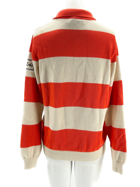 Pull rouge à rayures blanches "Ole"
