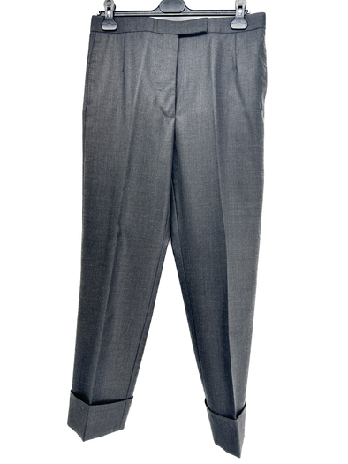 Pantalon à pinces avec revers gris foncé