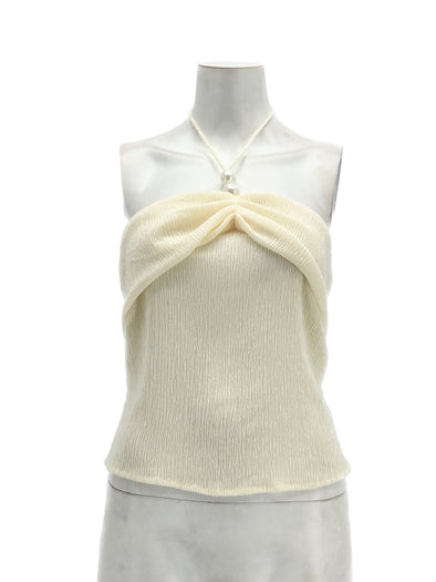 Top court beige à dos nu