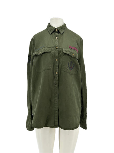 Chemise en lin kaki