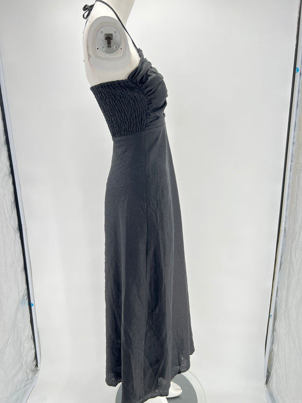 Robe longue en lin noir