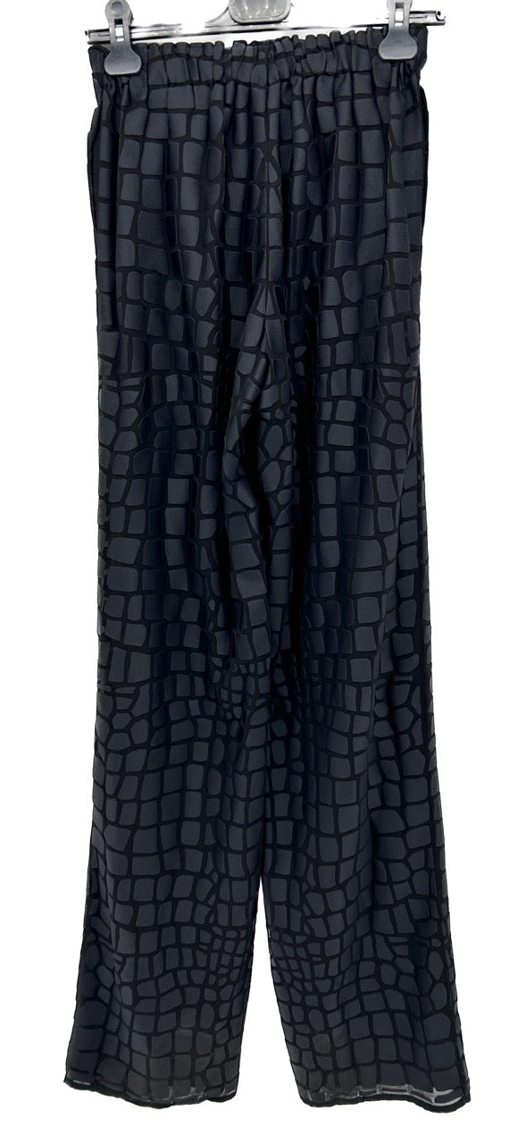 Pantalon noir fluide imprimé