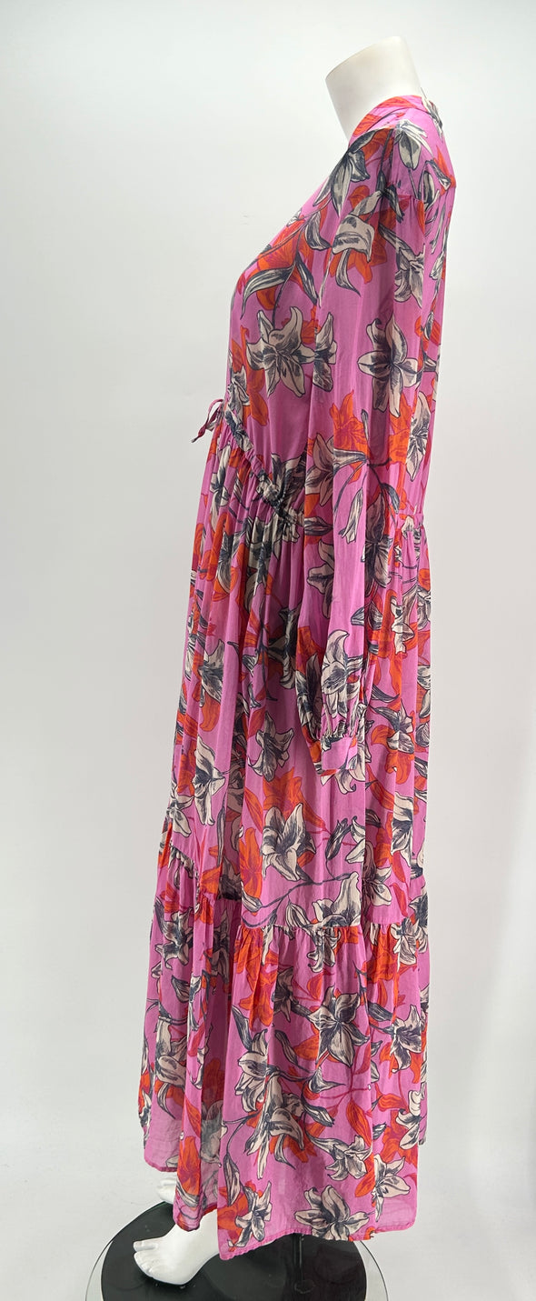 Robe rose à fleurs