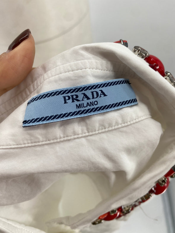 Chemise en coton prada col bijoux