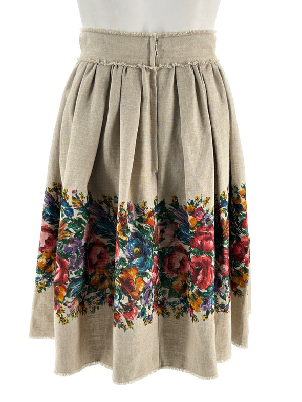 Jupe en lin à motif floral