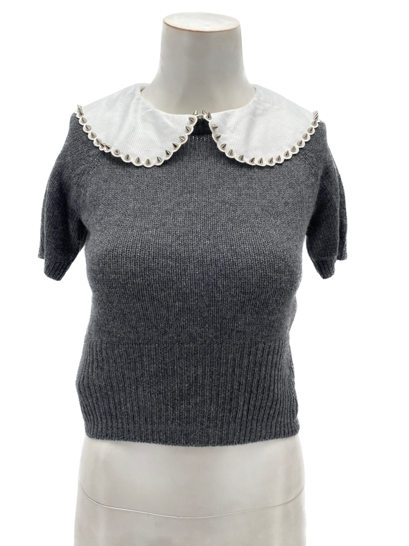 Top en cachemire gris