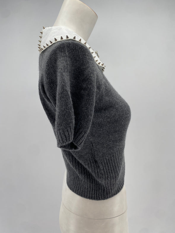 Top en cachemire gris