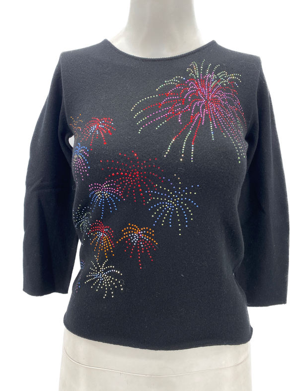 Pull cachemire feu d'artifices strass