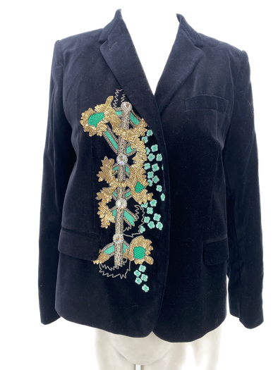 Veste en velours noir brodée