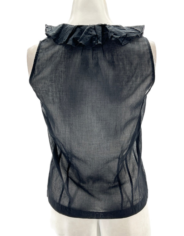 Top noir transparent à volants