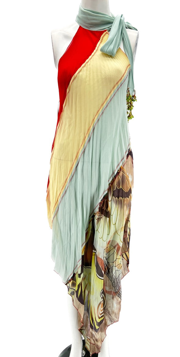 Robe asymétrique multicolore