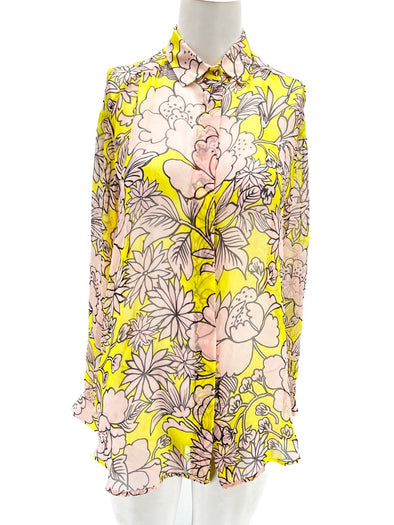 Chemise jaune à fleurs