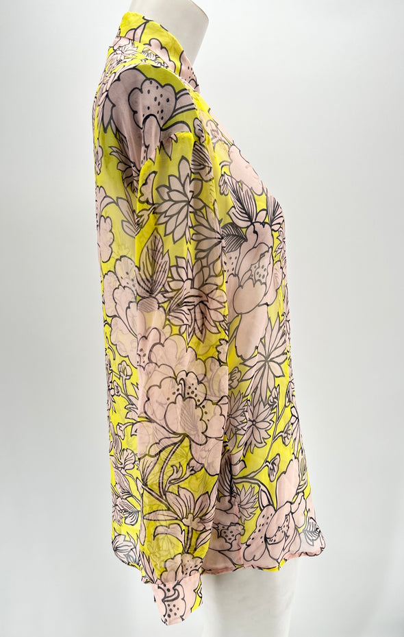 Chemise jaune à fleurs