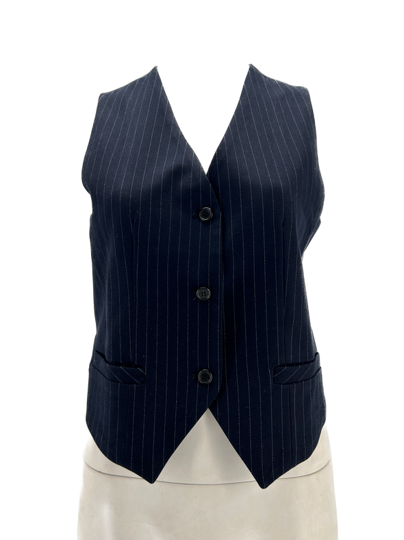 Gilet de costume rayé bleu marine