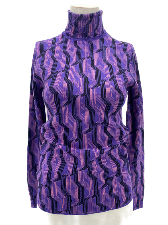 Pull col roulé violet