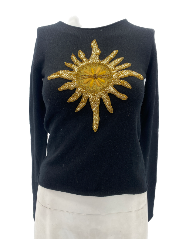 Pull cachemire broderie soleil