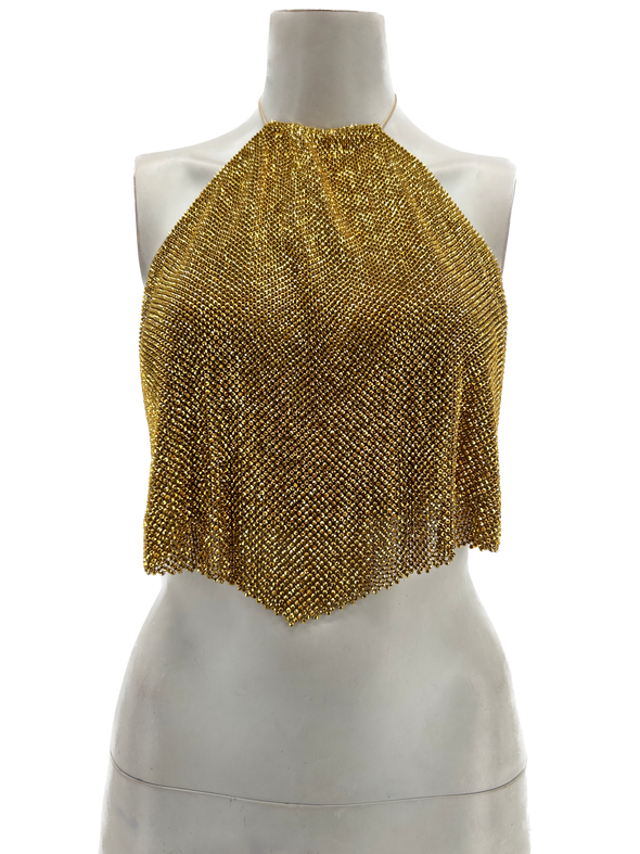 Top en strass doré