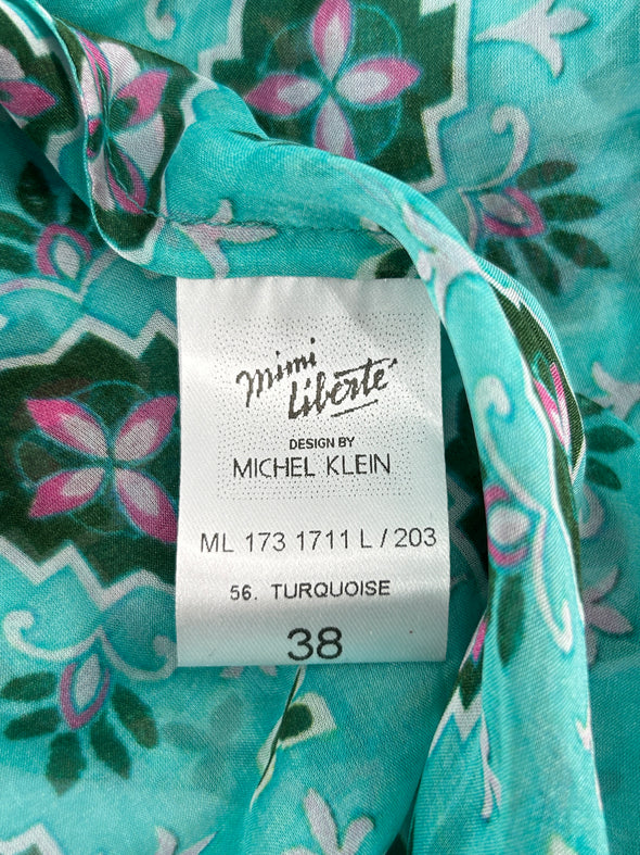 Robe turquoise à motifs