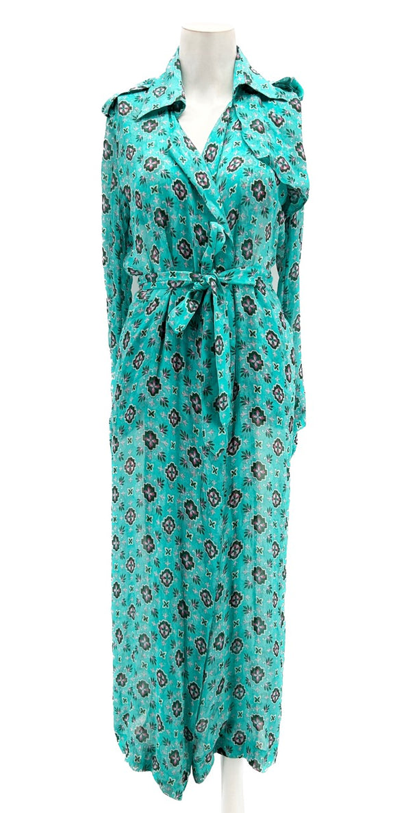 Robe turquoise à motifs