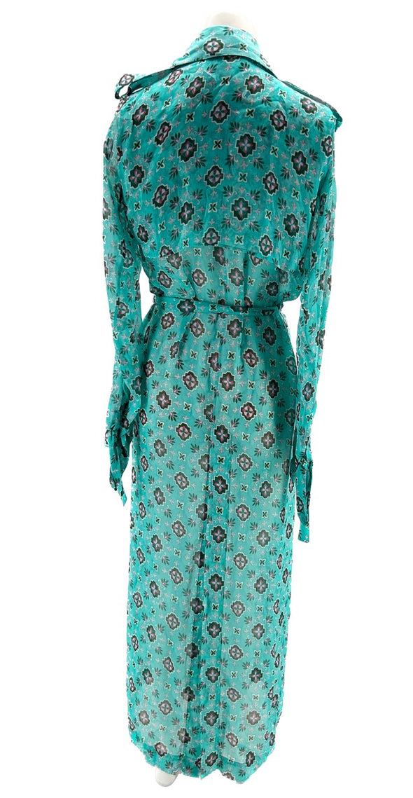 Robe turquoise à motifs