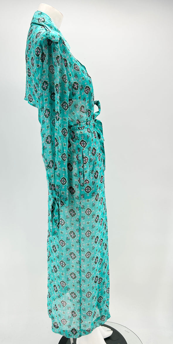 Robe turquoise à motifs