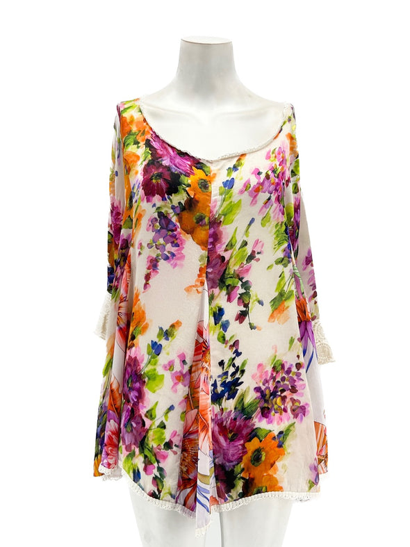 Tunique en soie à fleurs