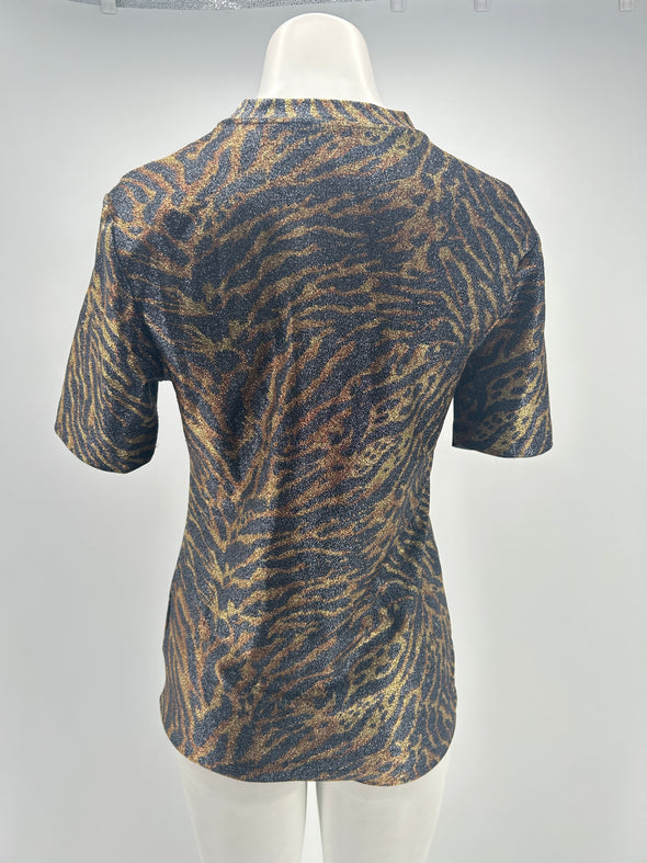 T-shirt à paillettes imprimé léopard