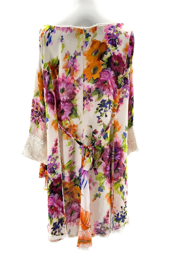Tunique en soie à fleurs