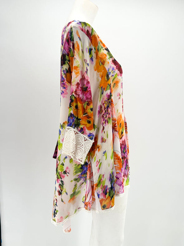 Tunique en soie à fleurs