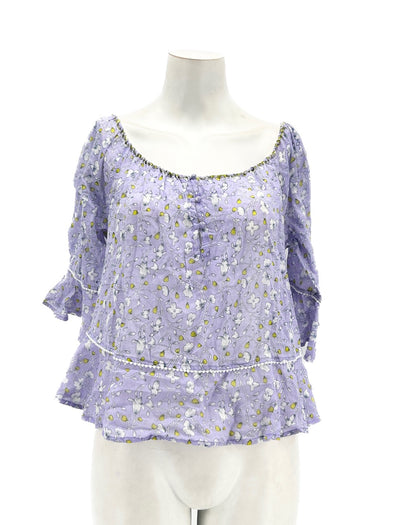 Top violet à fleurs
