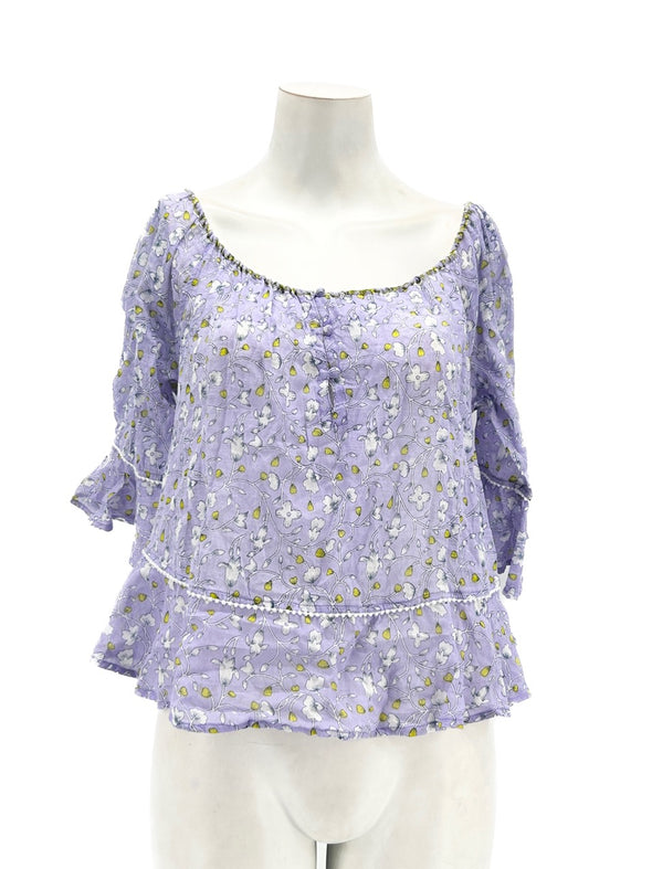Top violet à fleurs