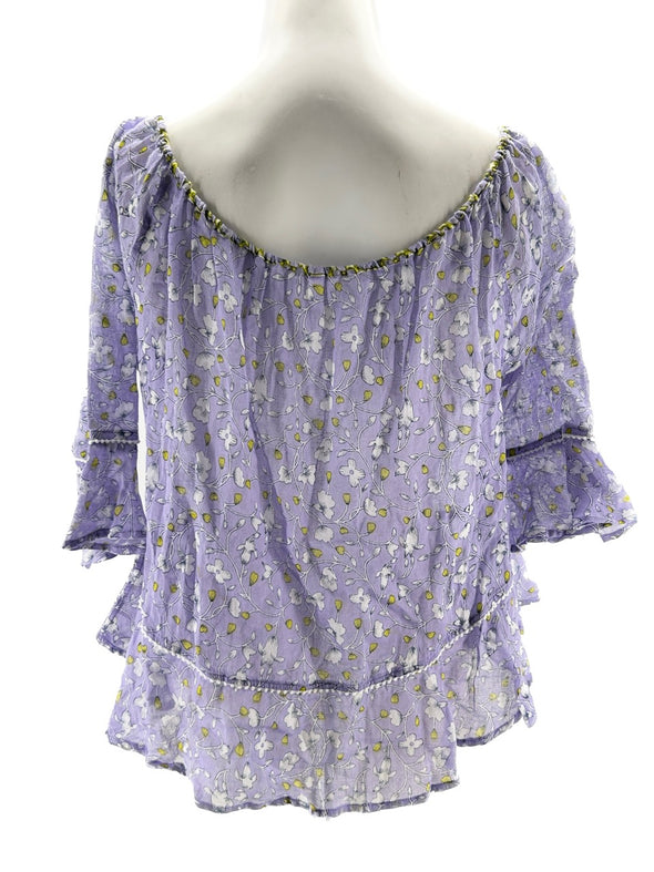 Top violet à fleurs