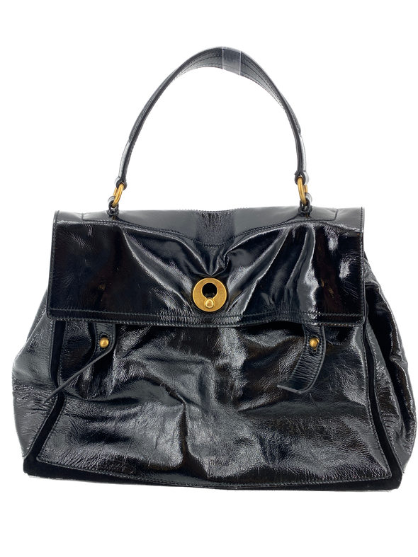 Sac noir en cuir verni