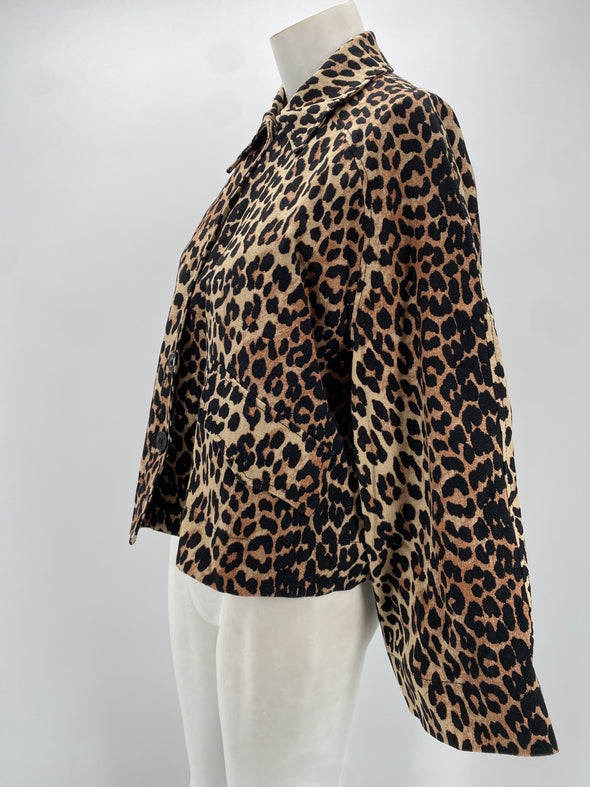 Veste en lin imprimée léopard