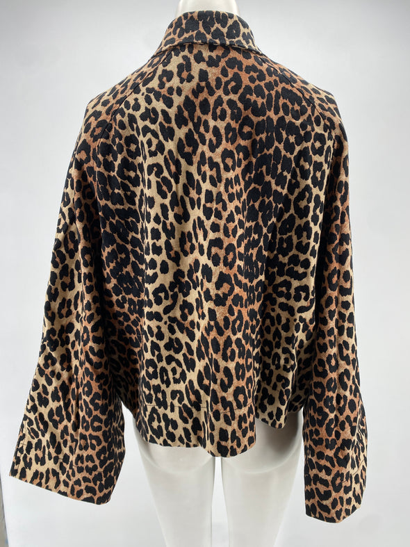 Veste en lin imprimée léopard