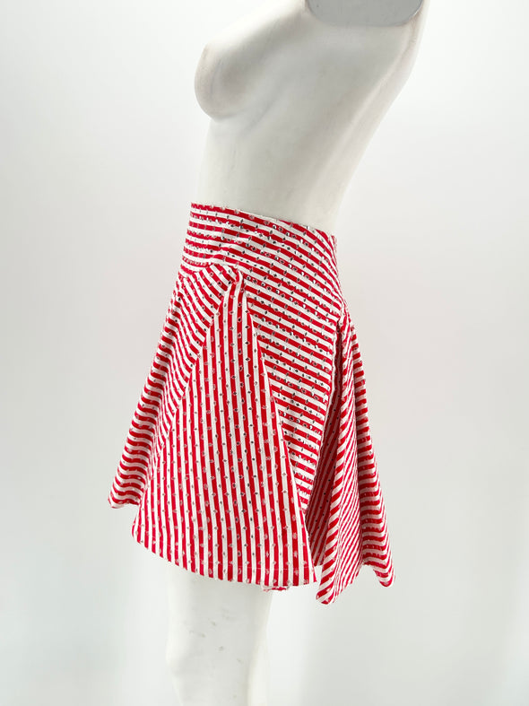 Jupe rouge rayée