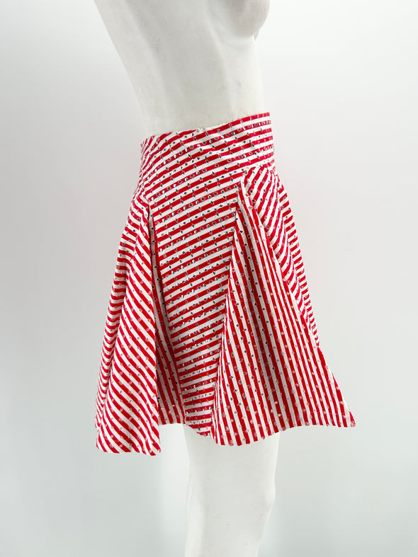 Jupe rouge rayée