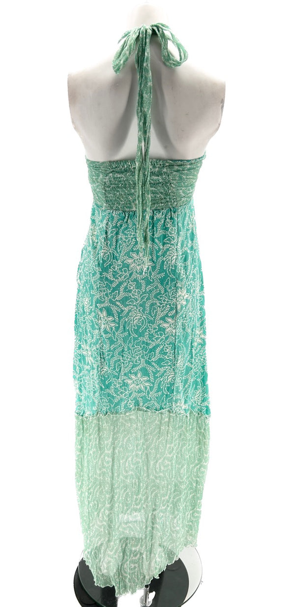 Robe longue vert clair à motifs