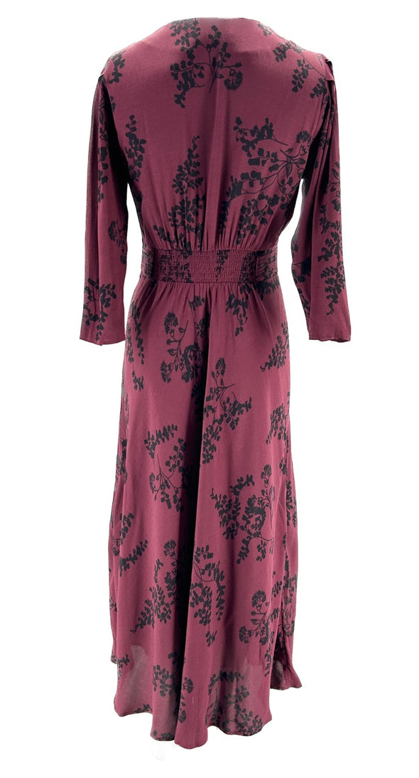 Robe bordeaux à motif floral