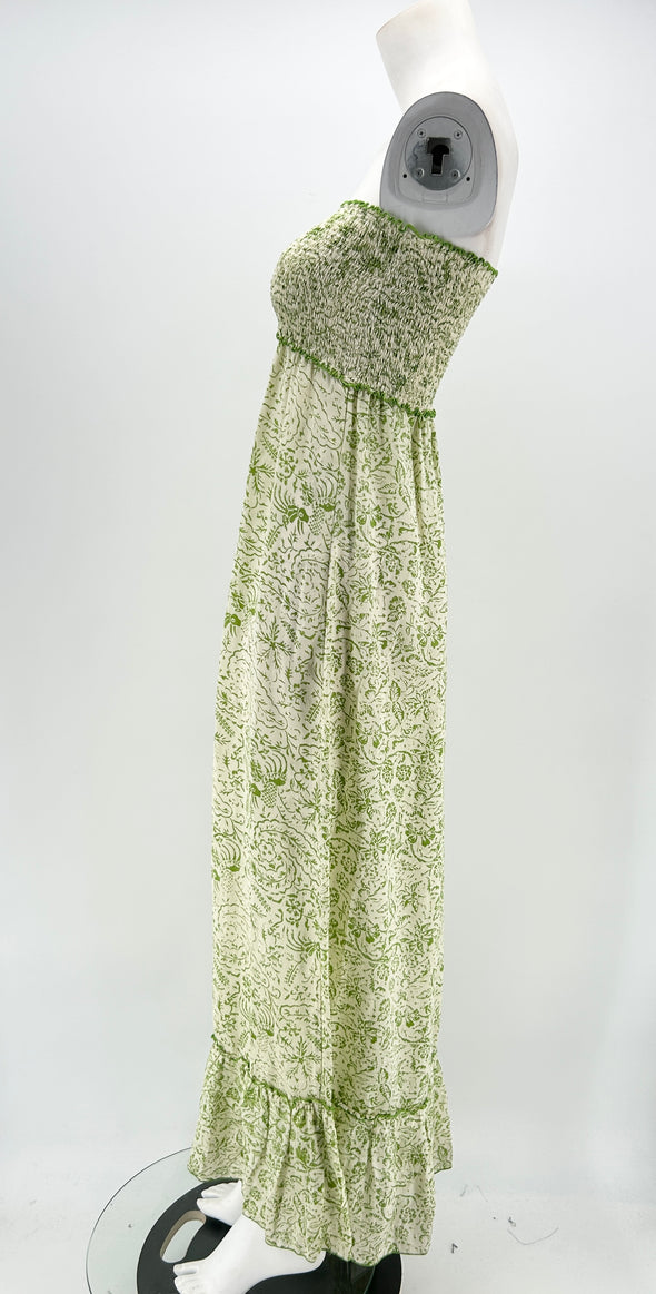 Robe bustier verte à motifs