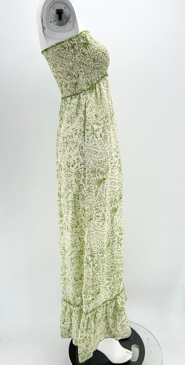 Robe bustier verte à motifs