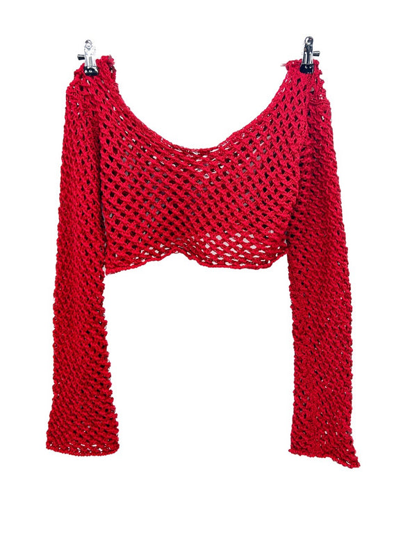 Top en crochet rouge