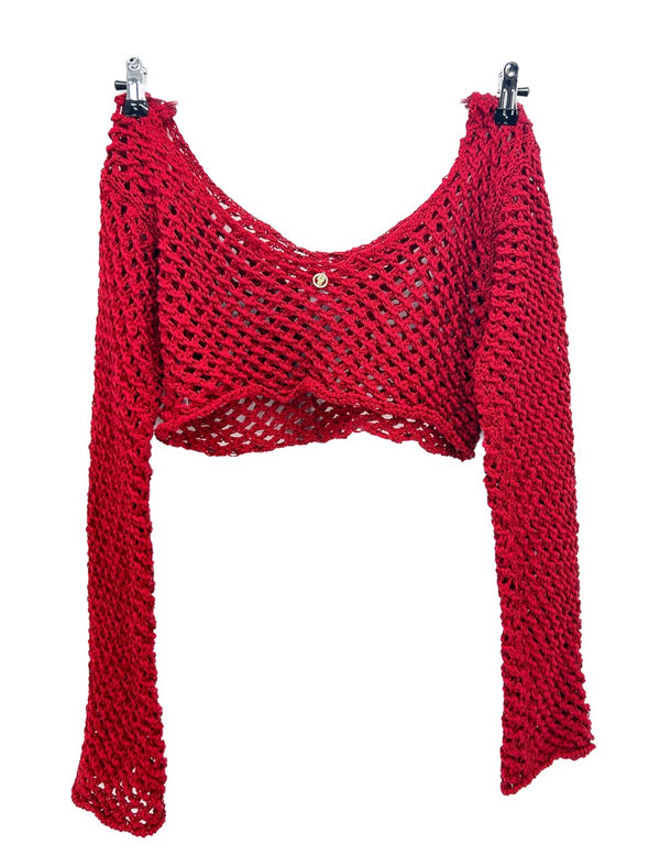 Top en crochet rouge