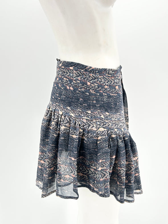 Jupe plissée à motif bohème