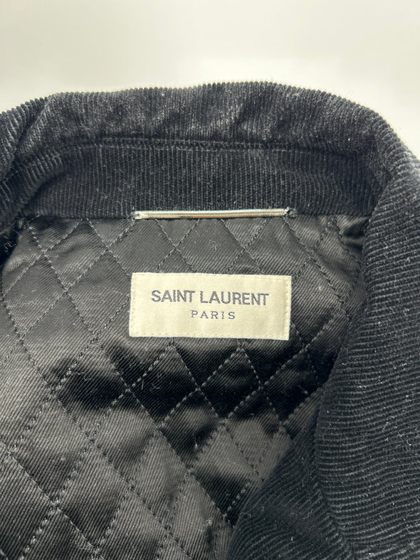 Veste bomber en velours noire et blanche