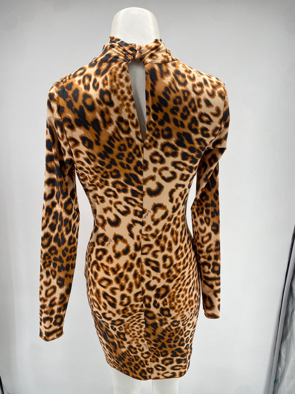 Robe cut-out imprimé léopard