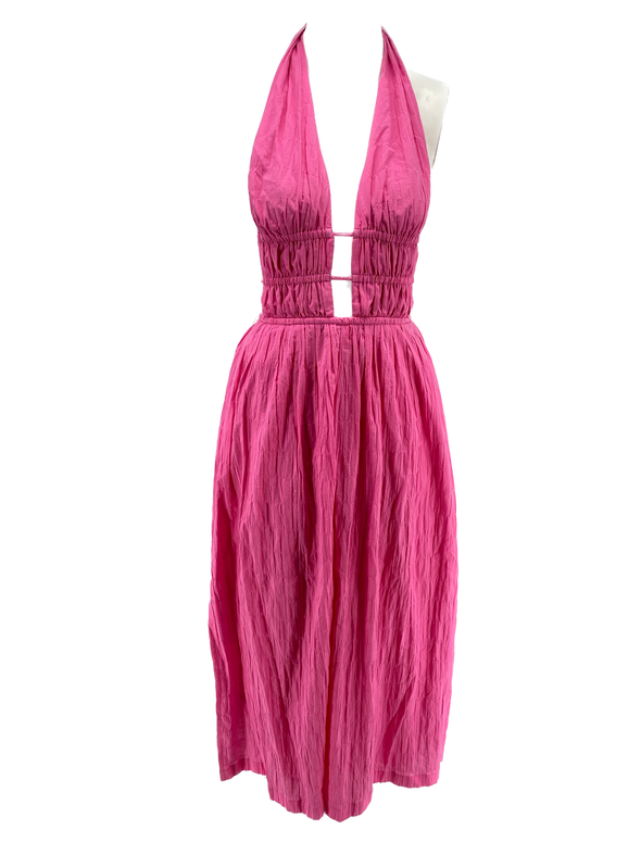 Robe longue rose