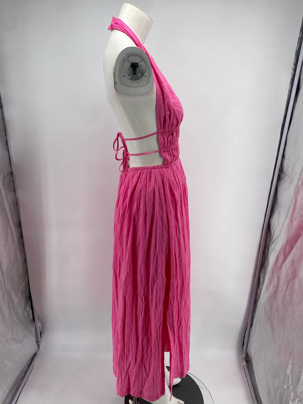 Robe longue rose